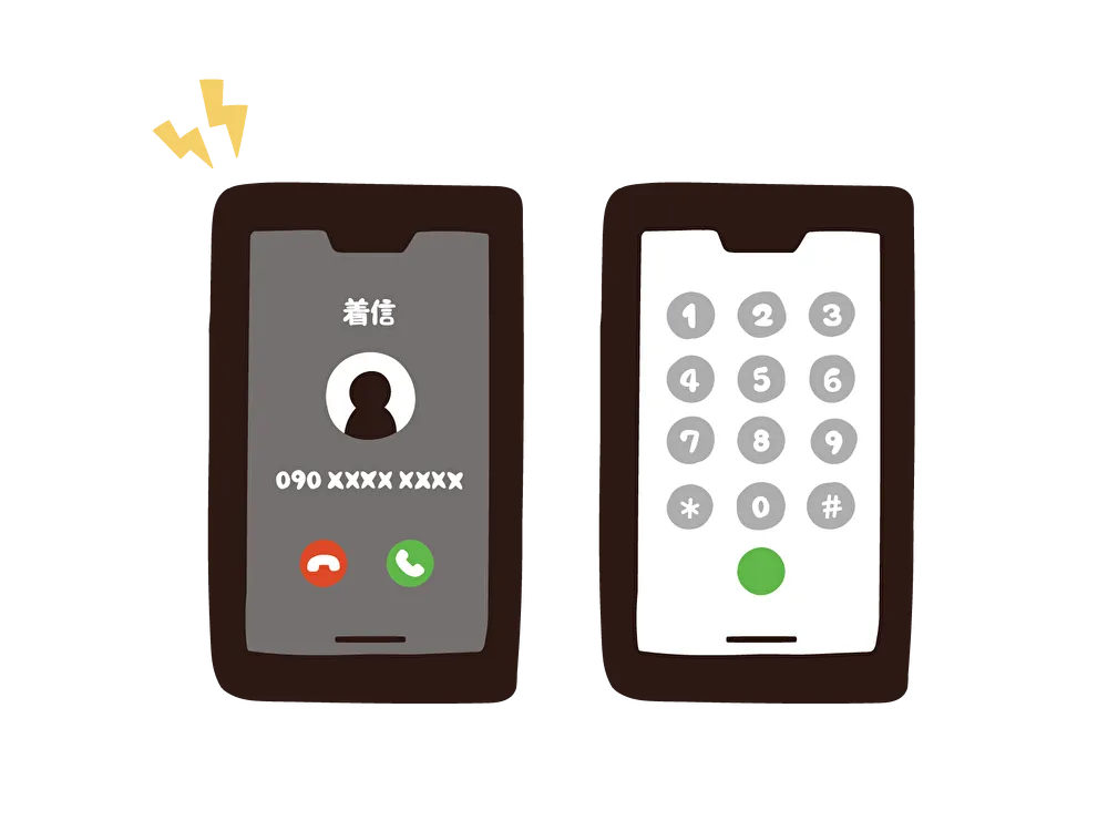 着信画面とプッシュボタン画面